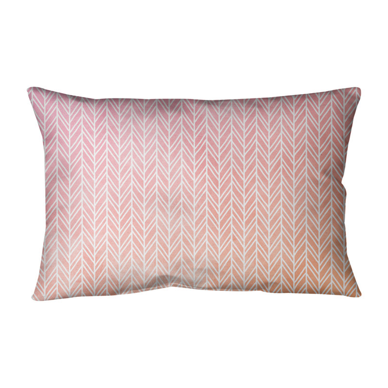 Housse et insert de coussin rectangulaire à rayures Herringbone, Pas de bourre, Rose / orange / orange