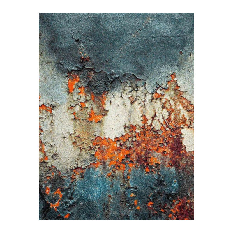 Tapis décoratif moderne abstrait bleu lavable à la machine, Sous-tapis rectangulaire 4 pi 7 po x 6 pi 7 po inc