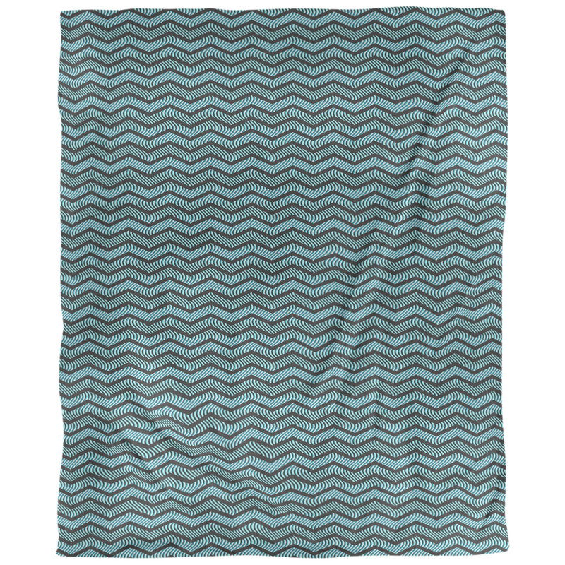 Tissu ondulé, Noir / bleu sarcelle, L 56 po x l 36 po, Coton peigné de base