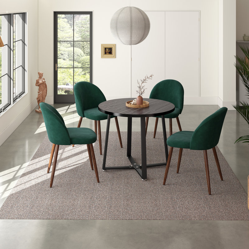 Ensemble repas rond 35,4 po Jazabella, Vert / noyer, Noir