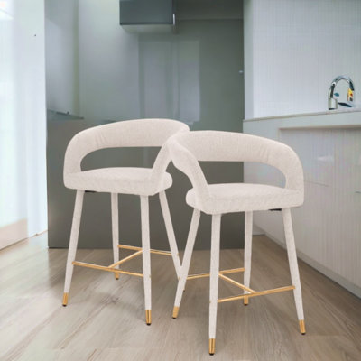 Brevyn Counter Stool With Boucle Upholstery