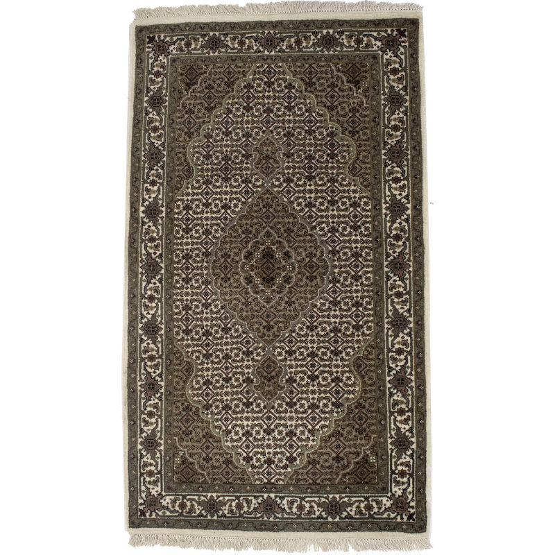 Tapis brun en laine noué à la main Breindel