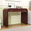 Bureau de coiffeuse classique en bois avec miroir rabattable, rangement caché et 2 tiroirs-969824184