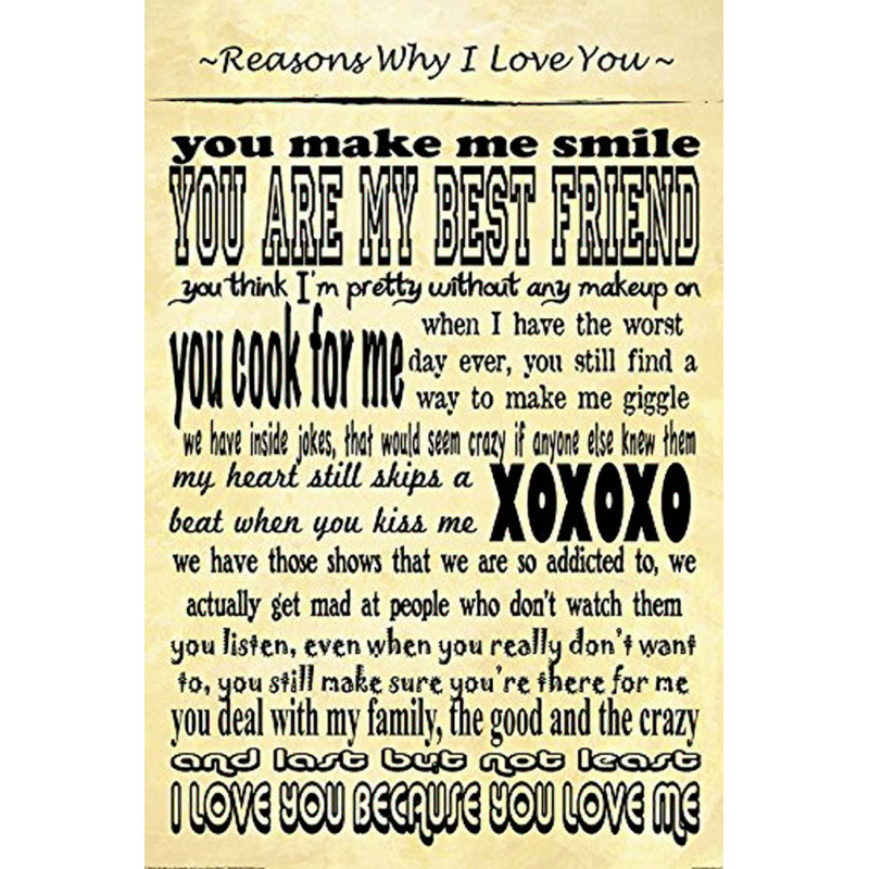Reproduction d’art textuel sur papier, « Why I Love You » par Kelissa Semple