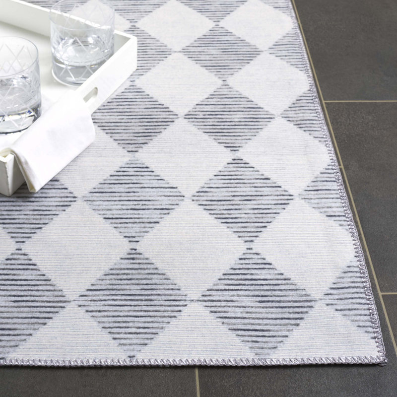 Tapis géométrique lavable à la machine Neaven Clara 300 Performance, Carré 6 pi