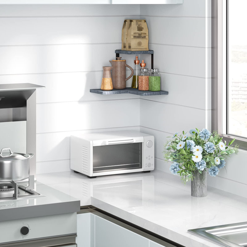 Michielle 2 Piece Corner Shelf, Grey