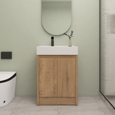 Meuble-lavabo simple 23,64 po avec plateau en résine Dereka