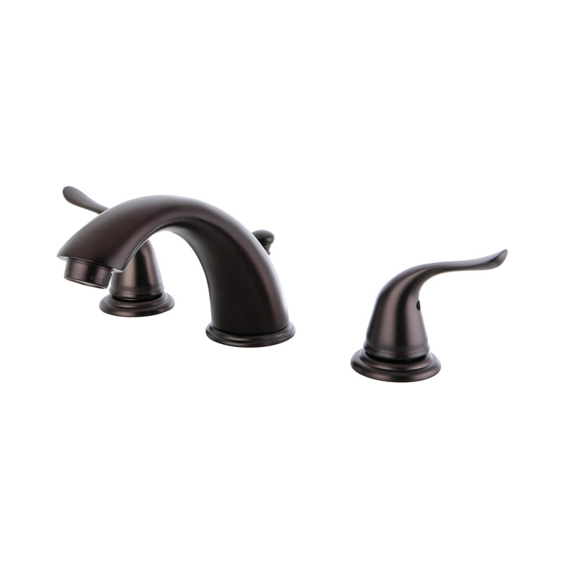 Kingston Brass Yosemite Two-Handle 3-Hole Deck Mount Widespread Bathroom Faucet with Retail Pop-Up Drain, Oil Rubbed Bronze