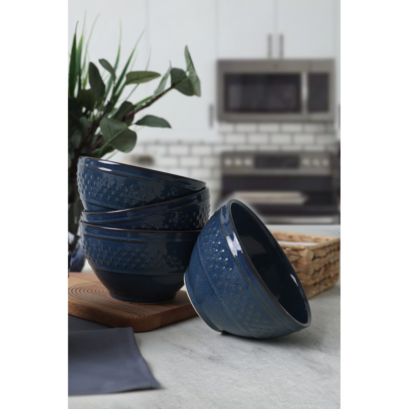 Lark Manor Fredela 100% CERAMIC STONEWARE Salad Bowl, Dark Blue