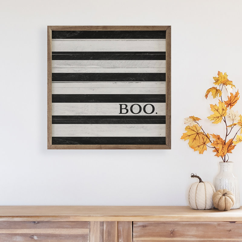 Boo à rayures noires et blanches, H 16 po x l 16 po