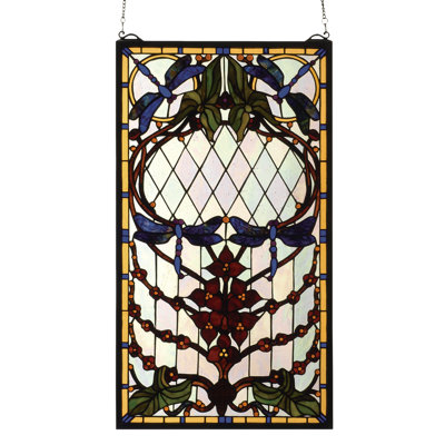 Dragonfly Allure Stained Glass Window