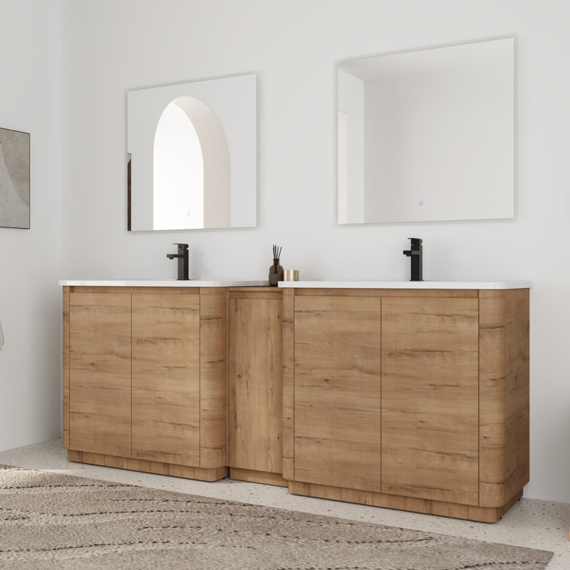 84'' Double Bathroom Vanity with Ceramic Top, 84''