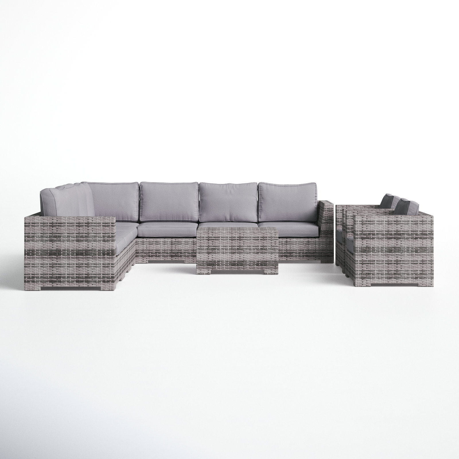 Kirkby Wicker Fully Assembled 8 - Person Seating Group with Cushions