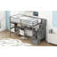 Structure de lit mezzanine simple avec bureau intégré et tiroirs de rangement doubles, gris