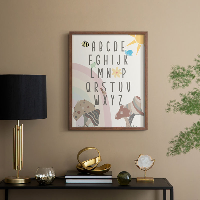 «Garden Magic Alphabet», reproduction encadrée - bois massif, H 21 po x l 17 po, Noyer