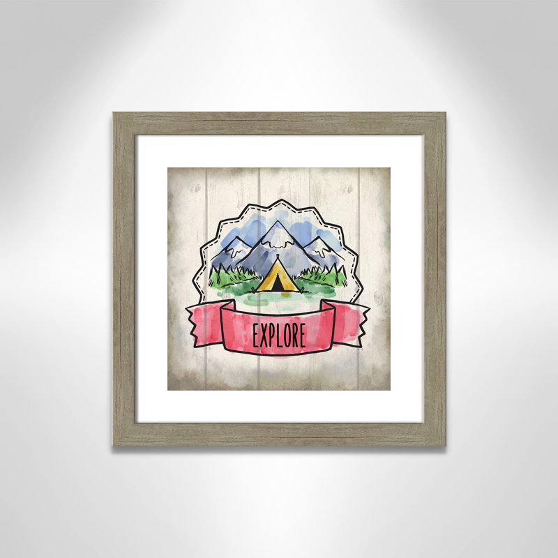 «Adventure is out There 2», art encadré, Encadré plat de bois de grange gris, H 16 po x l 16 po x P 0,6 po