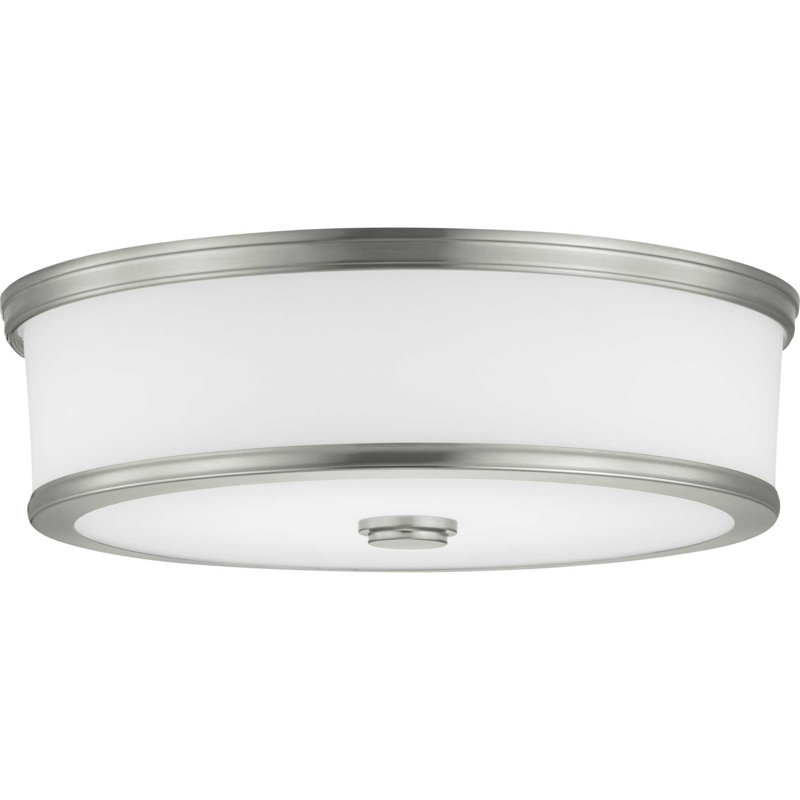 Plafonnier encastré à del tambour simple 16 po 1 lumière Merritt, Nickel brossé