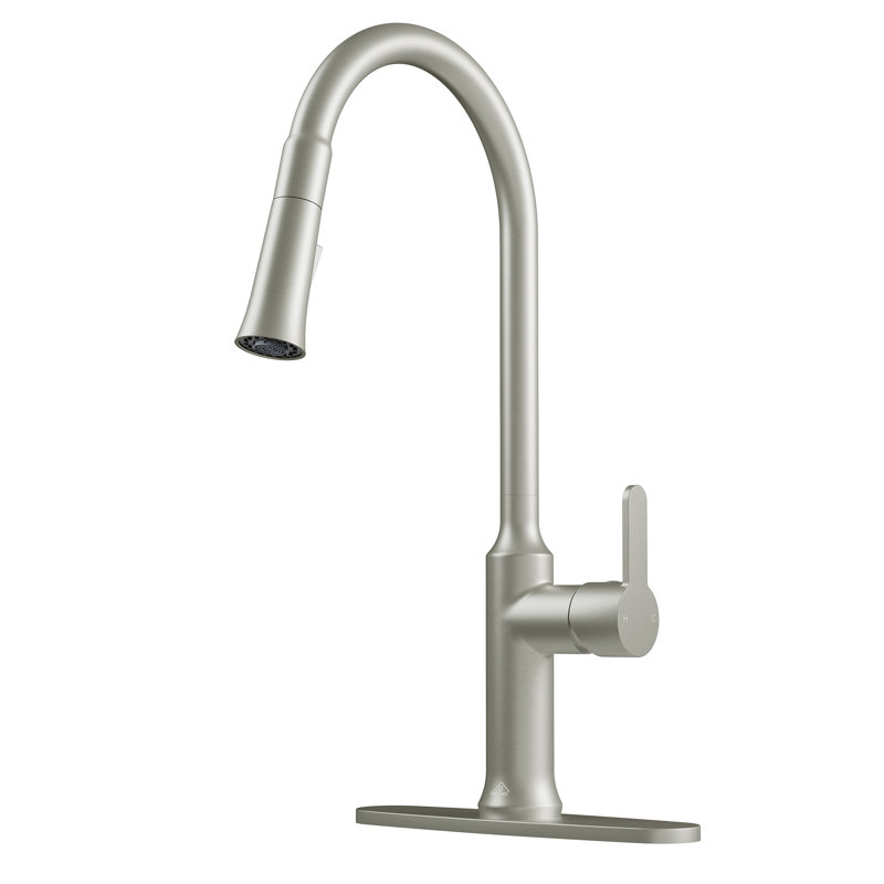 CASAINC 1.8 GPM Single-Handle Pull-Down Kitchen Faucet Single Hole Faucet, Brushed Nickel