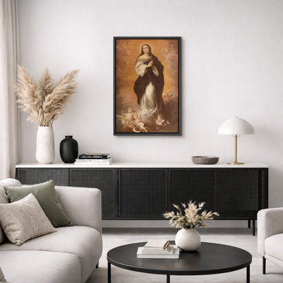 Immaculate Conception With Cherubs Artwork, Marian Devotional Art Pictures, Framed Canvas Giclee Print Wall Art