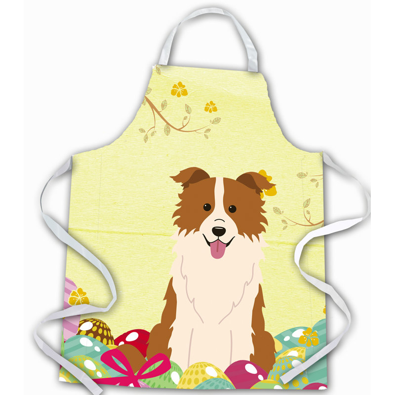 Tablier œufs de pâques, Jaune / brun clair / blanc, Border collie
