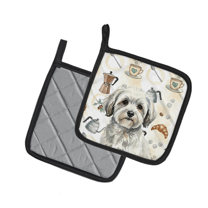 Paire de poignées blanches et grises en coton de Tulear