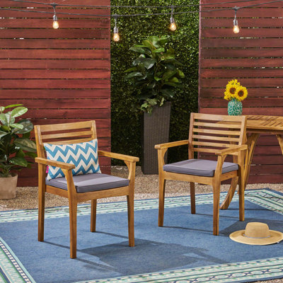 Timeless Outdoor Dining Chair Set with Acacia Wood Frames