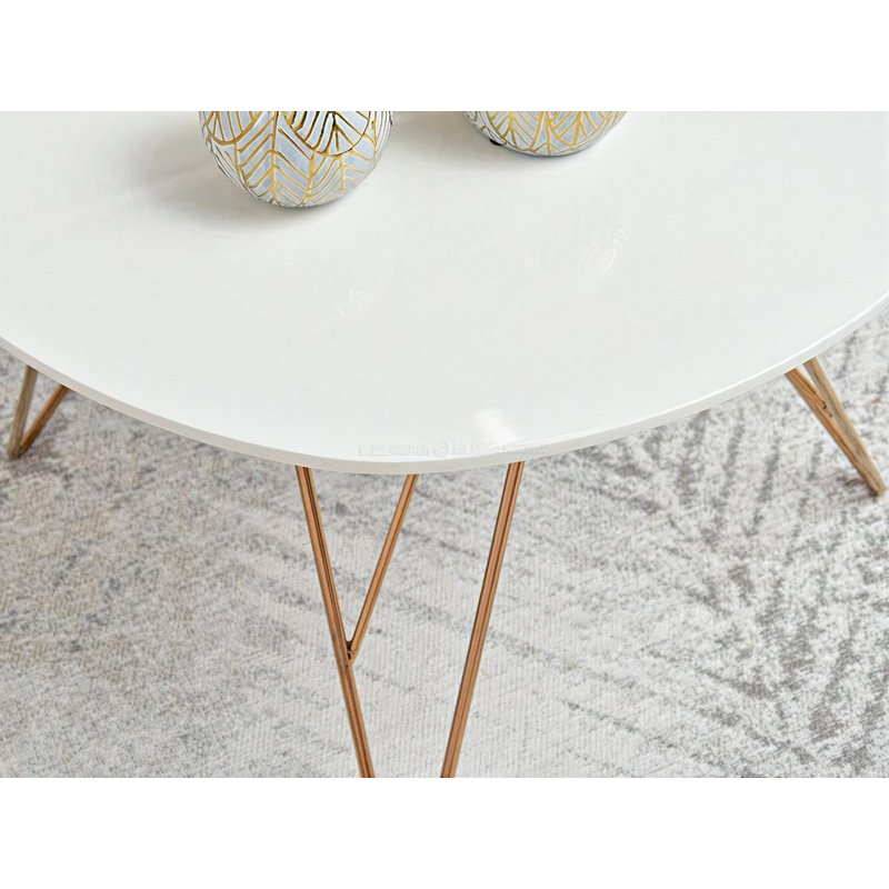 Gaenside Three Leg Coffee Table, White, 38cm H x 60cm W x 40cm D, Copper