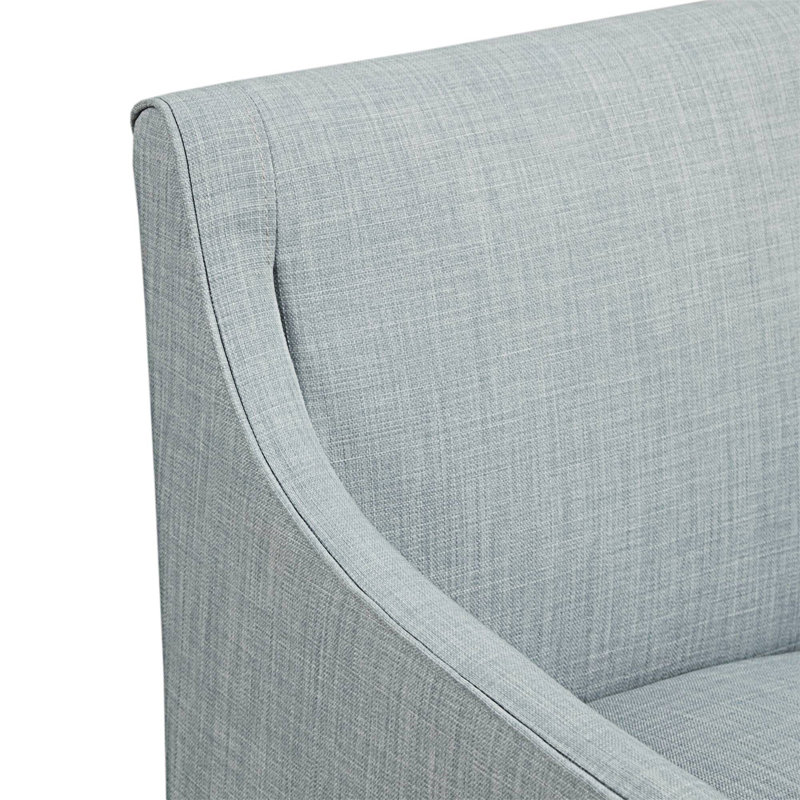 Blue Upholstered Skirted Dining Arm Chair with Casters