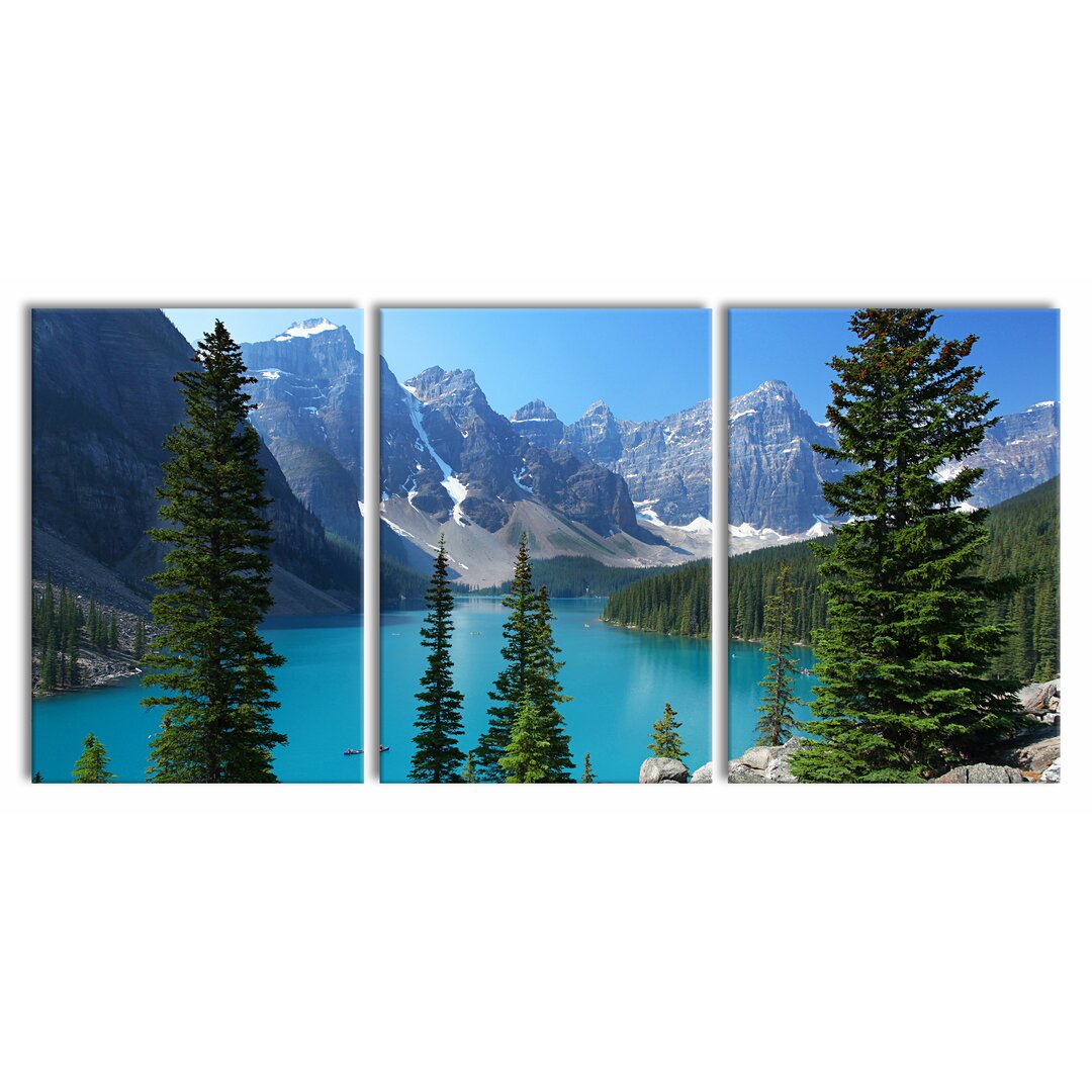 3-tlg. Leinwandbilder-Set Moraine Lake kanadische Berge