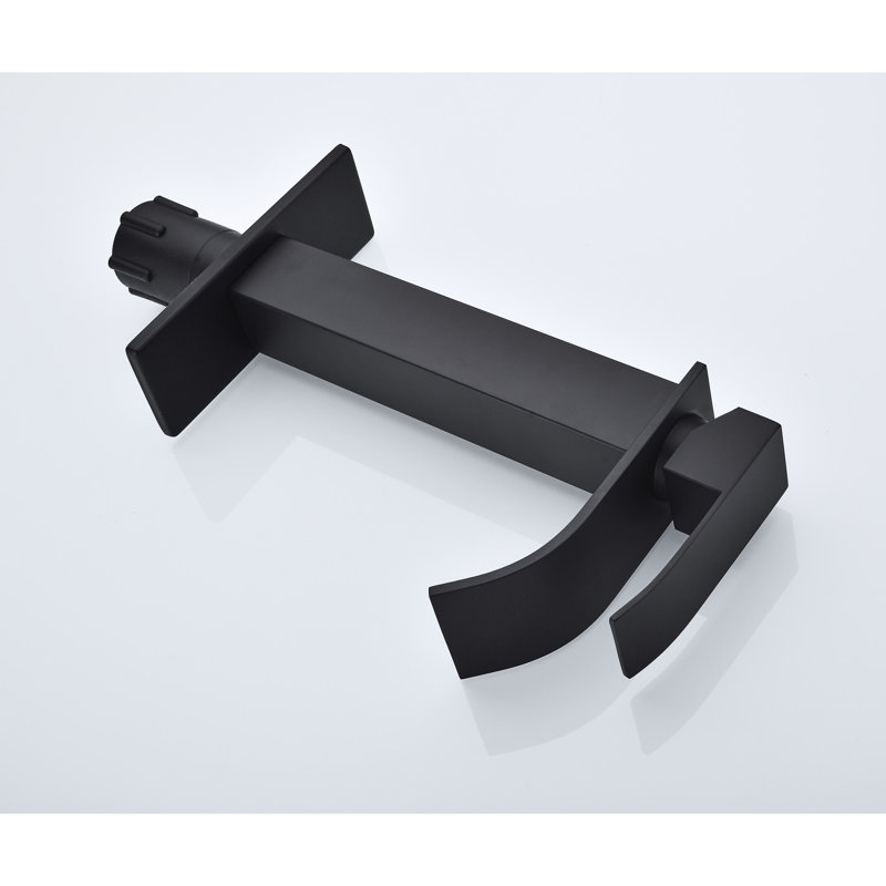 Waterfall Spout Single Handle Bathroom Sink Faucet, Matte Black, Stainless Steel With Pop-Up Drain  No Overflow  For Convenient And Precise Water Supply Adjustment, Control, Management Black Tap