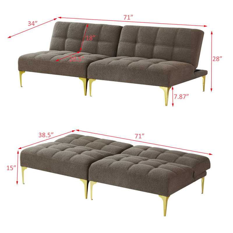 Tissu de peluche canapé-lit Modern Modern, Taupe