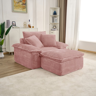 Canapés surdimensionnés à compression, chaise moderne en velours côtelé rose pour la maison