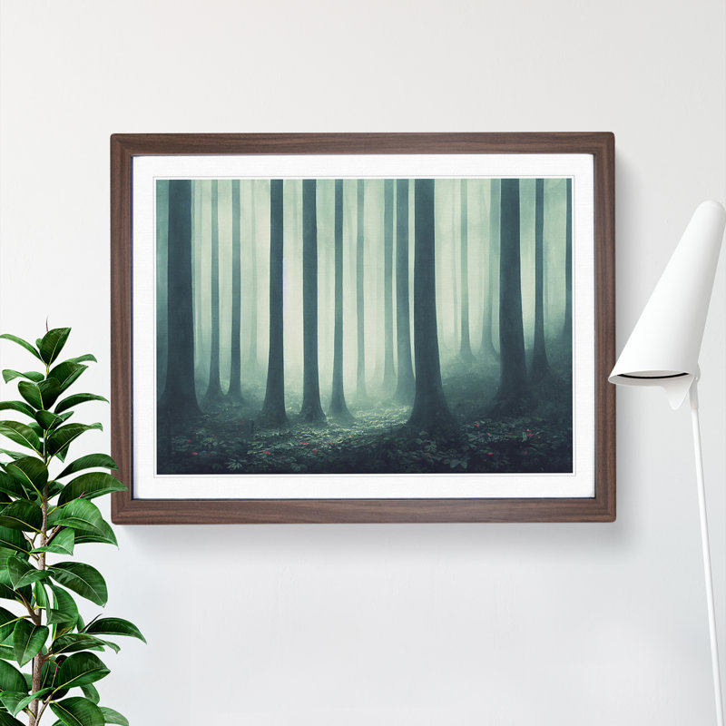 Feisty Forest - Single Picture Frame Print, Walnut Framed, 25cm H x 34cm W x 2cm D