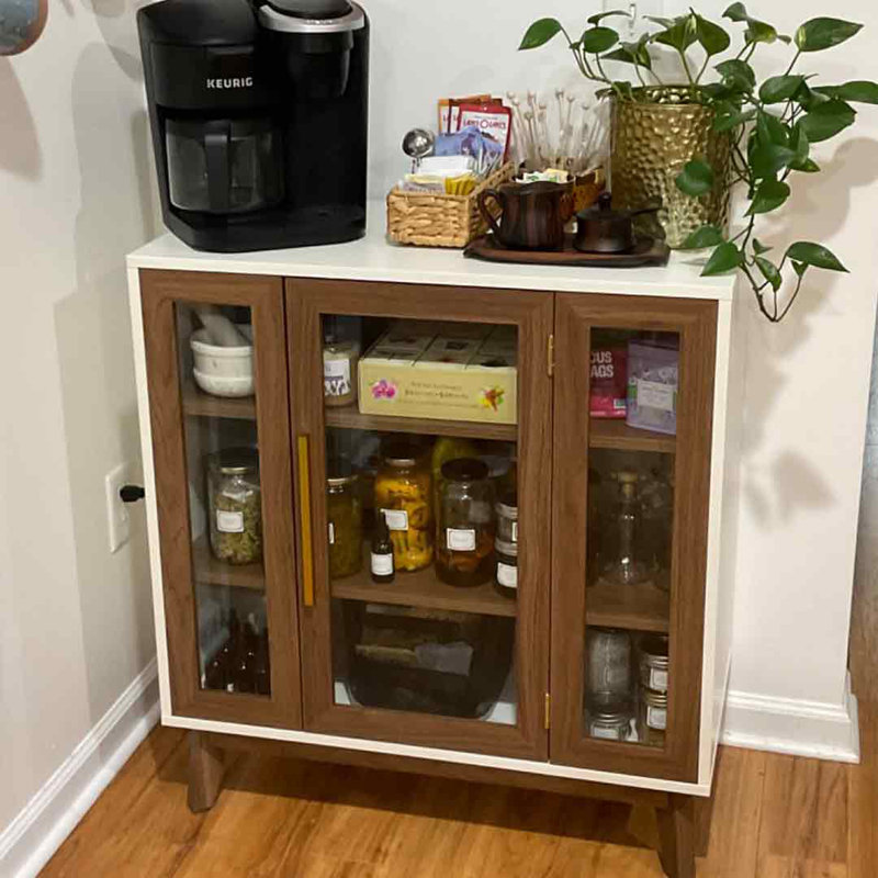 Mid-Century Modern Brown and White Metal Curio Cabinet