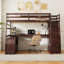 Lit mezzanine double avec 7 tiroirs 2 tablettes robustes Peu encombrant, espresso-1027318691