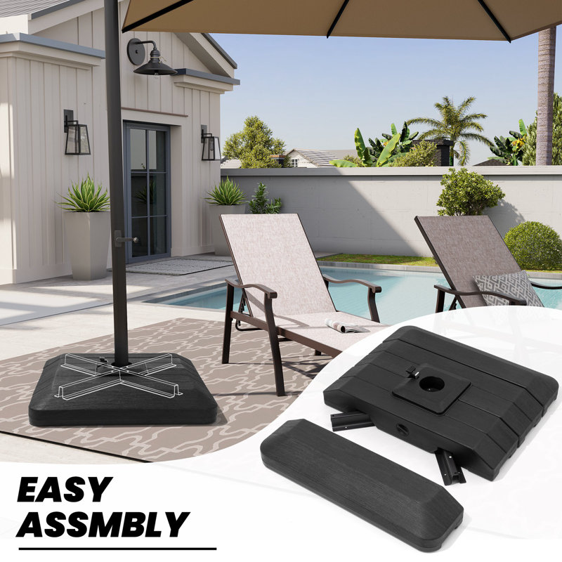 Shabila 350 Lb. Plastic / Acrylic Free Standing Cantilever Umbrella Base, Black