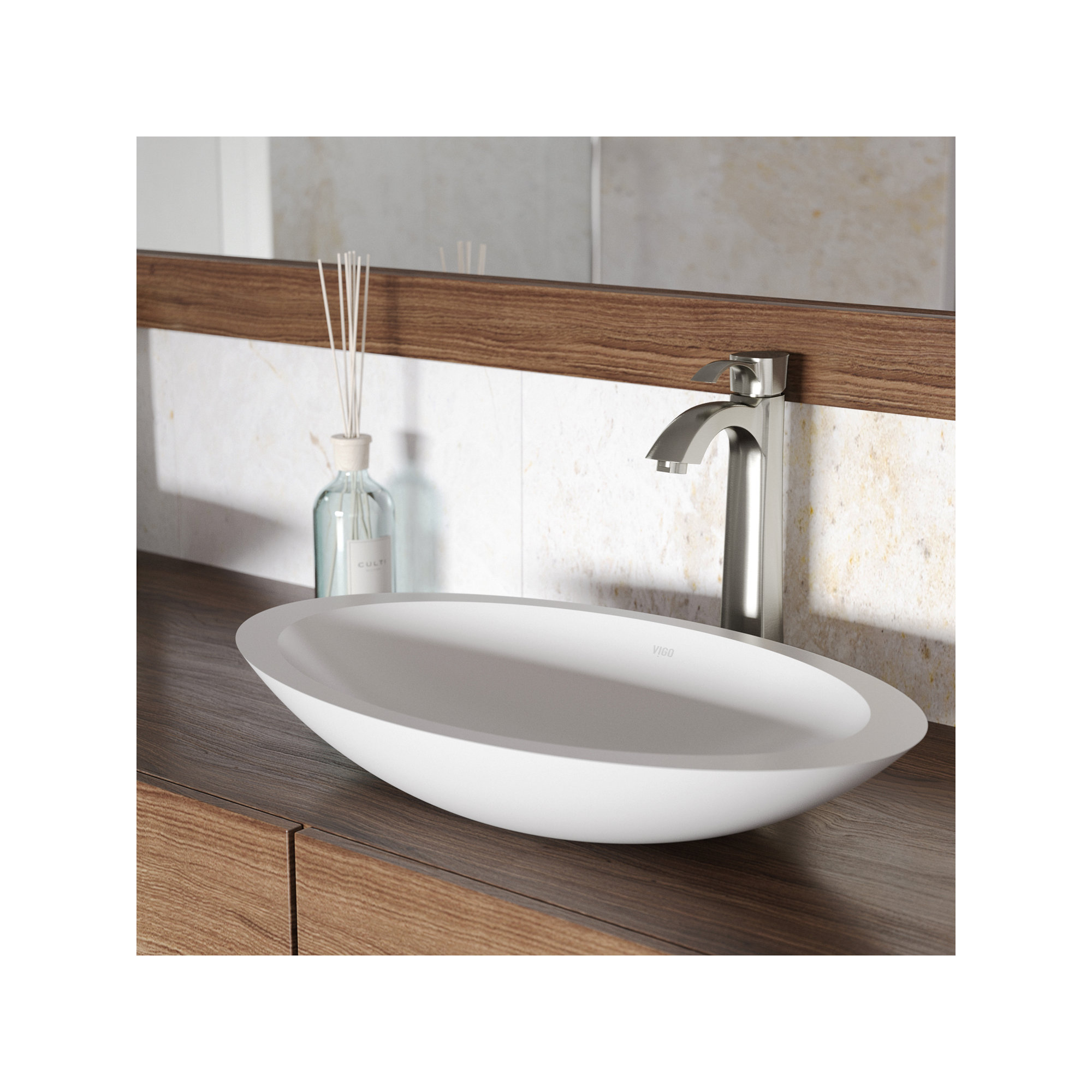 Wisteria 23" L x 14" W x 4" H Matte White Handmade Oval Vessel Bathroom Sink