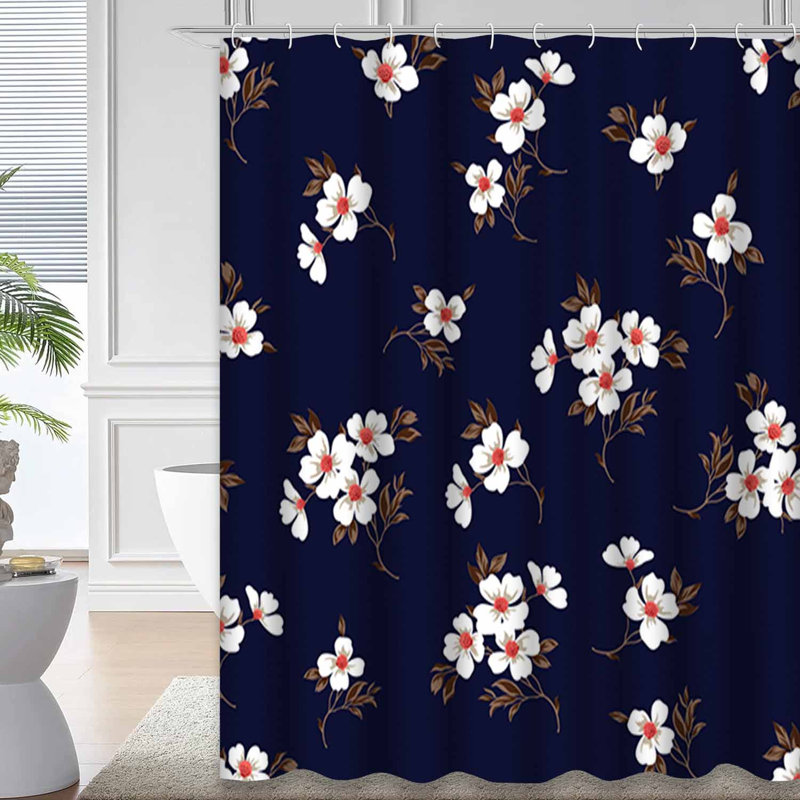 Petit rideau de douche avec 12 crochets, L 72 po x l 84 po