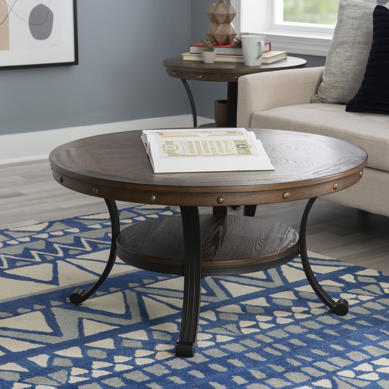 Roni Archstone Coffee Table, Brown Top/Black Base