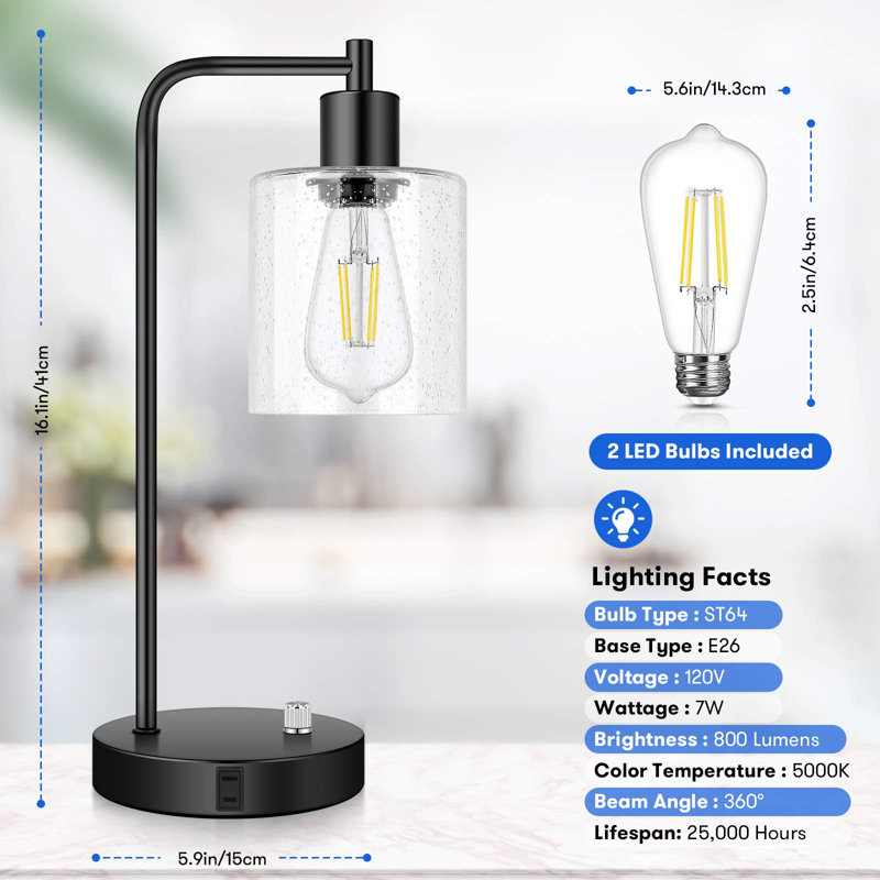 Lampe de bureau USB en métal Gershwin