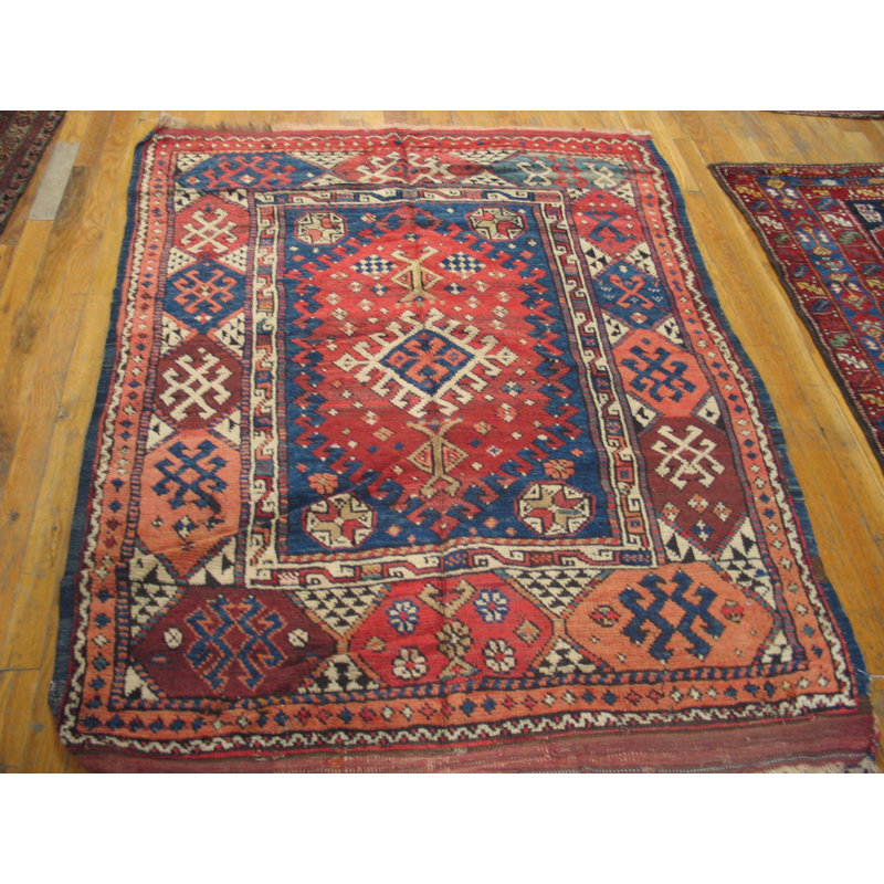 Antique Konya Small Scatter Size Wool Coral Rug