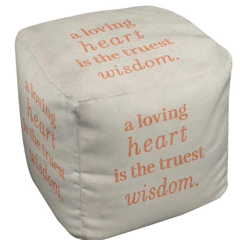 Upholstered Ottoman, White/Orange