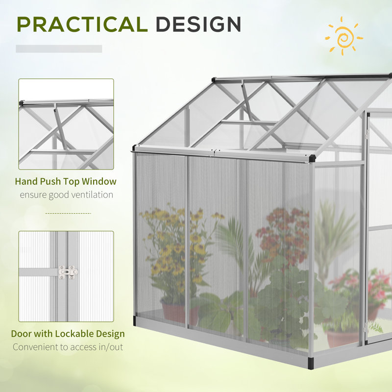 Clear Polycarbonate Walk-In Greenhouse with Aluminum Frame