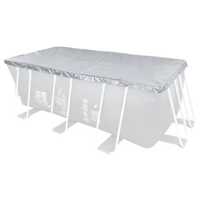 5.9' X 12.6' Gray Rectangular Pool Cover With Rope Ties