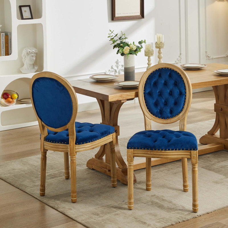 Chaise de salle à manger rembourrée Denelda, Bleu