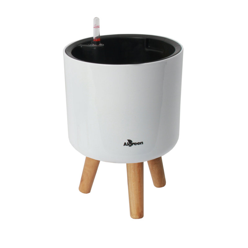Modena Self-Watering Planter with Stand, 13.25"H x 9"W x 9"D, White