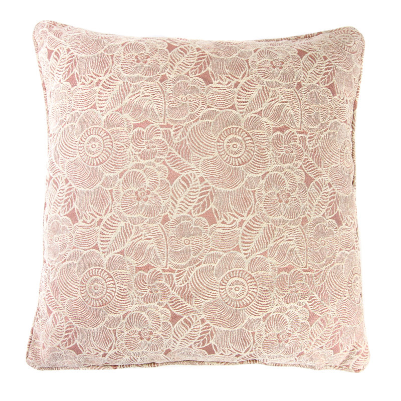 20" Tan and Rose Gold Floral Square Throw Pillow