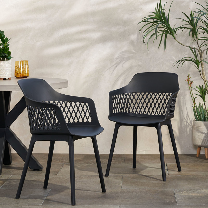 Outdoor Chair Azalea - Feature, Frame, Elegant Curve Design, Black Polypropylene, 22.51in Depth, 21.4in Width, 32.4in Height, 12.56lb Weather , , Minimalist Style, Weight