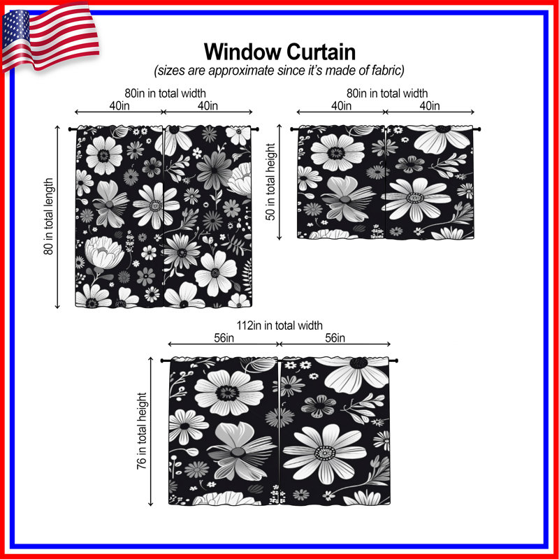 Rideaux de fenêtre à motif floral obscurcissant et obscurcissant - 2 panneaux, 20in x 60in - 2 panels