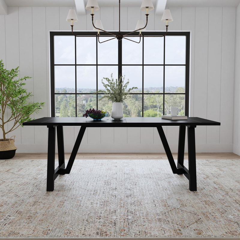 Bevington Solid Wood Base Dining Table, Black